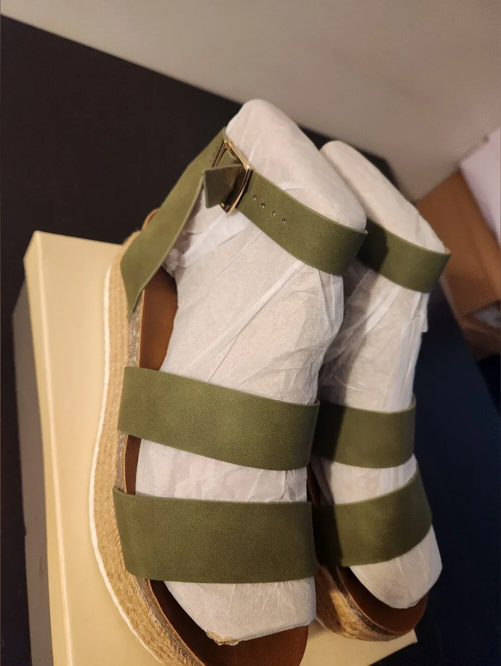 Patrizia Olive Green Strappy Espadrille Platform Sandals